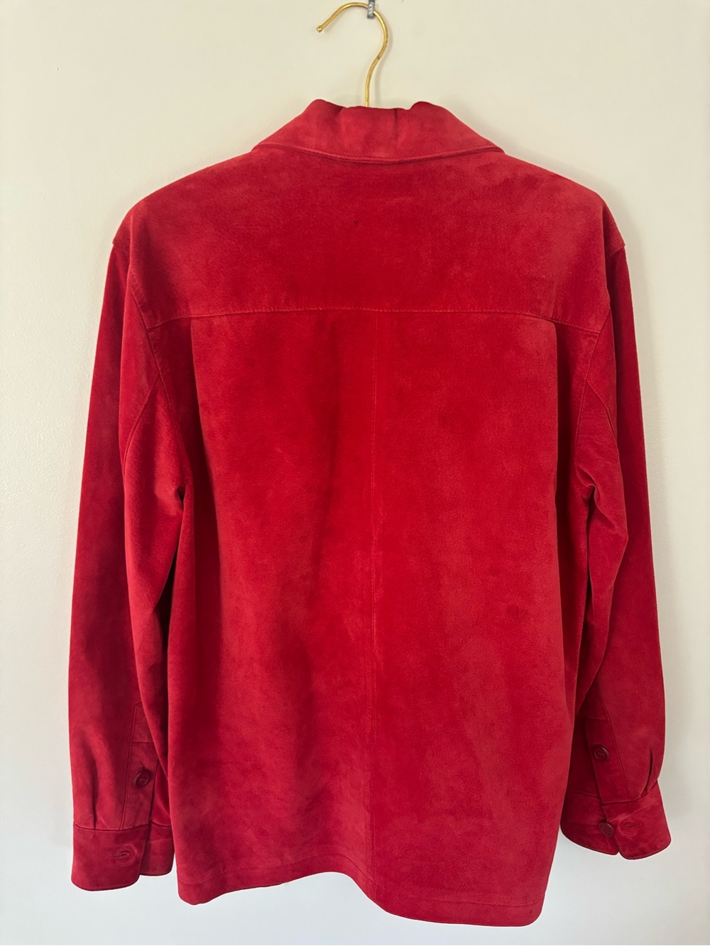 Red Suede Button-Front Jacket - Picture 3 of 5